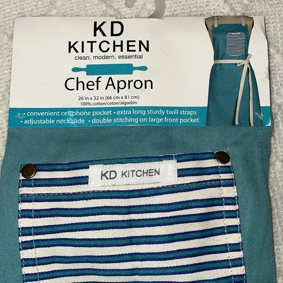 NWT KD Kitchen Blue & White Chef Apron. - Picture 3 of 4